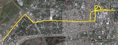 Route 122 (7.55 km total) in Bishkek as recorded by the *bus system.