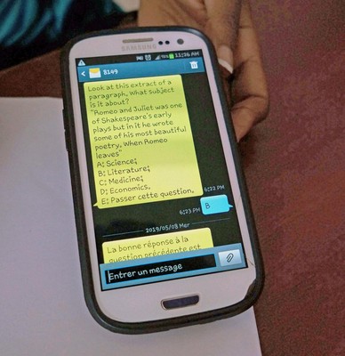 Practice test questions included many subjects covered by the baccalauréat, including English and French comprehension, math, physics, geography, literature, history, and so on.