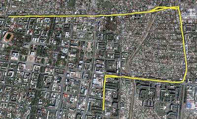 Route 114 (5.5 km total) in Bishkek as recorded by the *bus system.